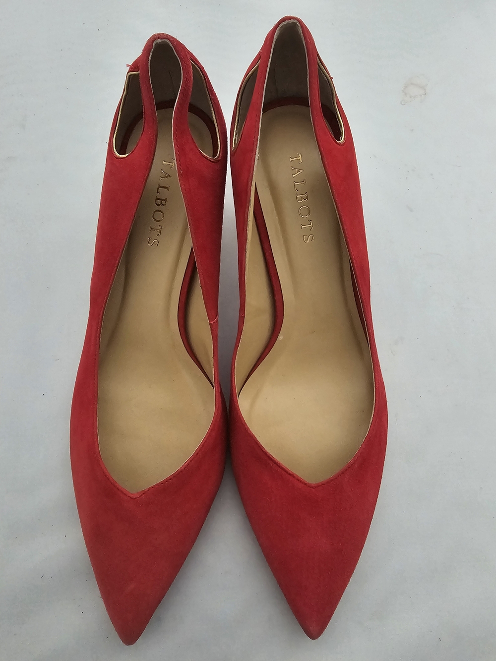 New- Talbots Red Suede Pointed-Toe Heels